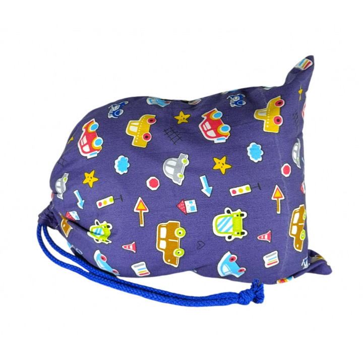 Bolsas de desayuno y merienda infantiles coches azul