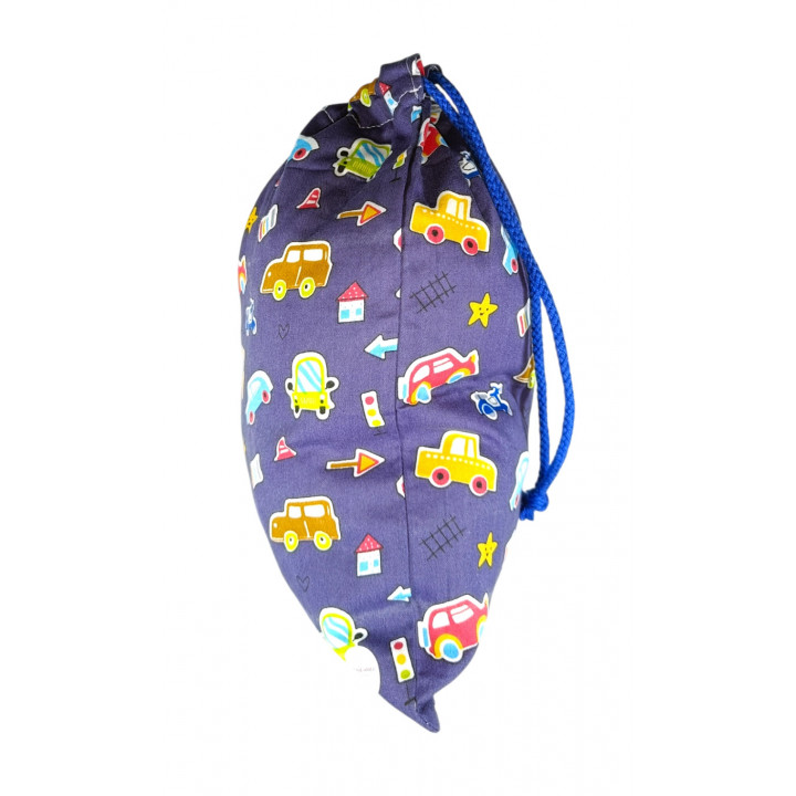 Bolsas de desayuno y merienda infantiles coches azul