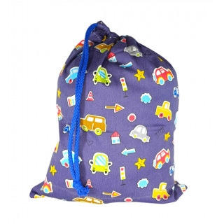 Bolsas de desayuno y merienda infantiles coches azul