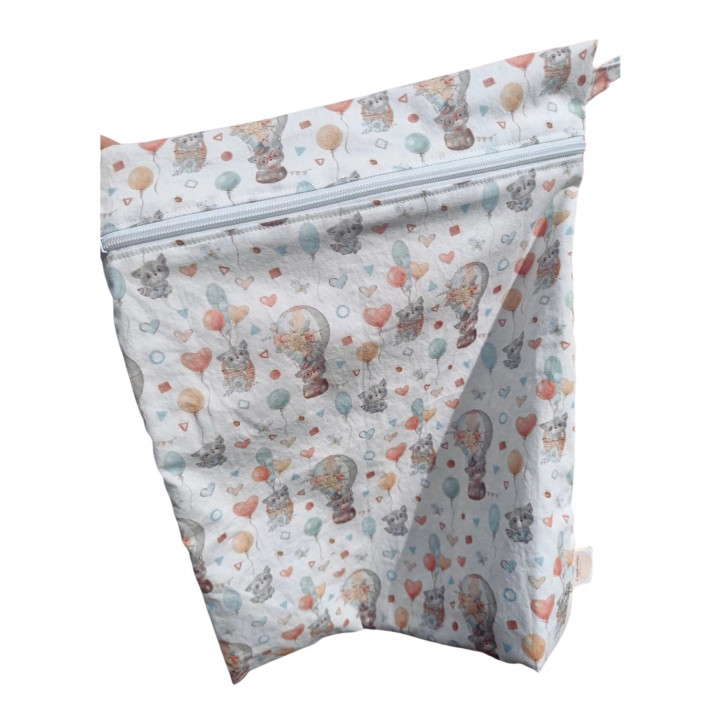 Bolsita impermeable infantil mapaches globos