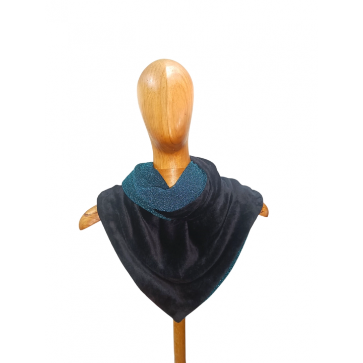 Bufanda triangular reversible azul | by.Cuqui