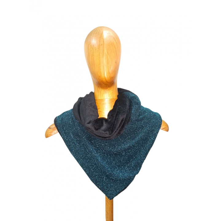 Bufanda triangular reversible azul | by.Cuqui