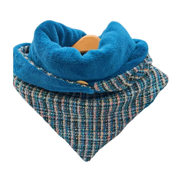 Bufanda triangular tweed petróleo elegante | by.Cuqui