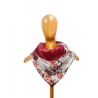 Bufanda triangular flores rosa punto camiseta | by.Cuqui