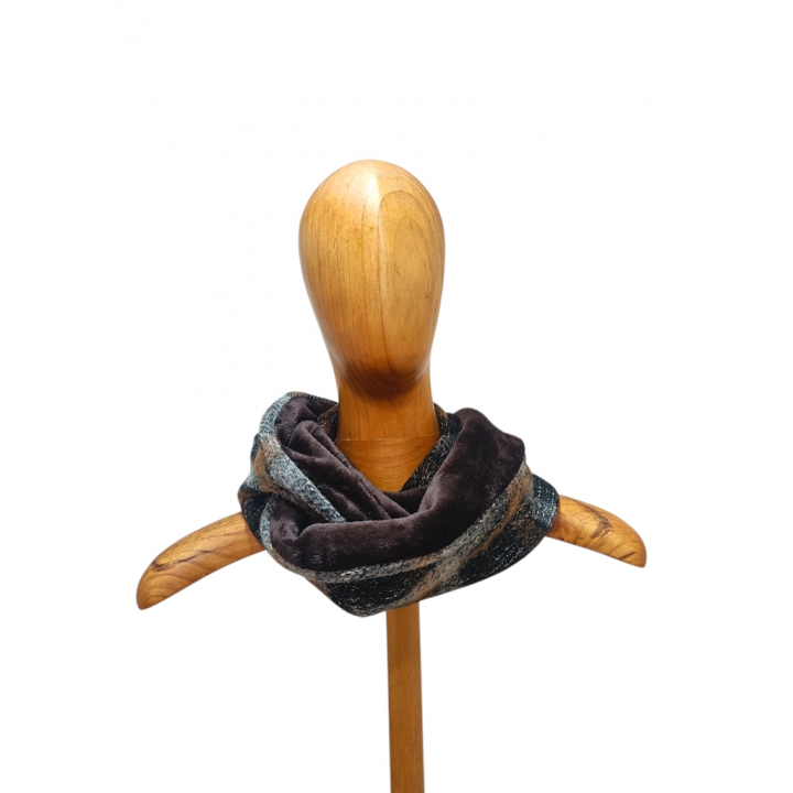 Bufanda infinita reversible tweed café grafito | by.Cuqui