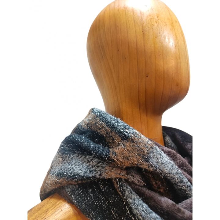 Bufanda infinita reversible tweed café grafito | by.Cuqui