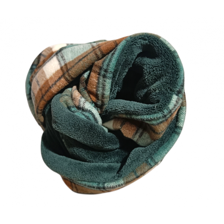 bufanda infinita franela tartan verde salvia camel