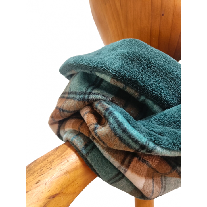bufanda infinita franela tartan verde salvia camel
