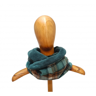 bufanda infinita franela tartan verde salvia camel