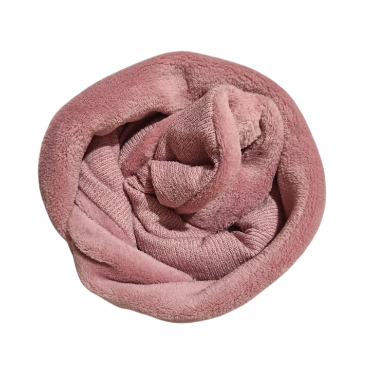 bufanda infinita canalé rosa