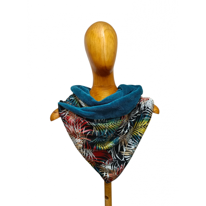 bufanda pico con capucha hojas multicolor