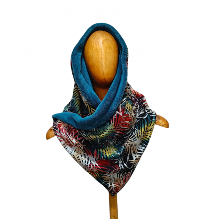 bufanda pico con capucha hojas multicolor