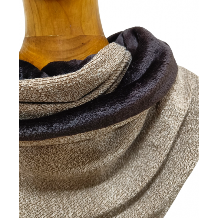 bufanda pico con capucha canalé marrón