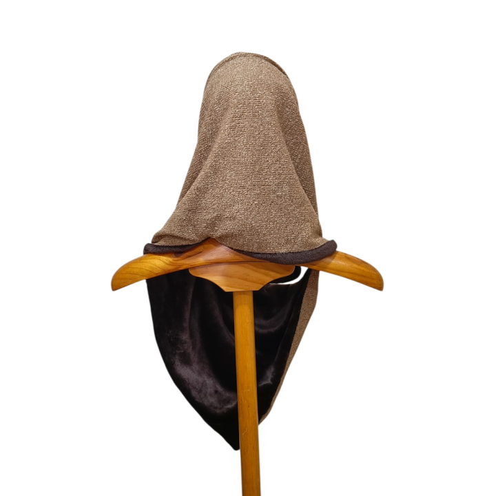 bufanda pico con capucha canalé marrón