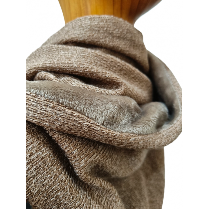 bufanda pico con capucha canalé marrón