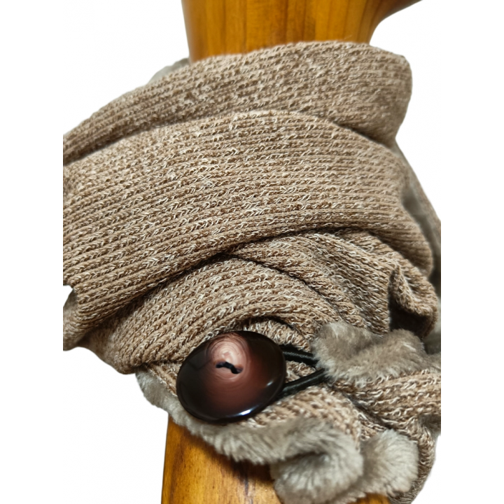 bufanda pico con capucha canalé marrón