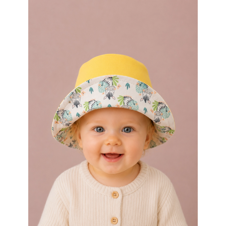 Reverso del gorrito de pescador Cebritas con tela combinada – By.Cuqui