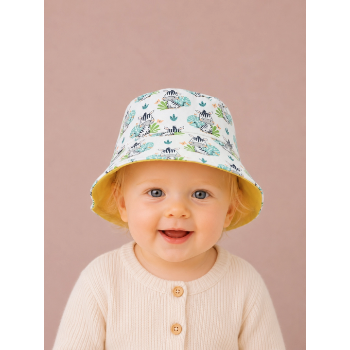 Gorrito de pescador reversible estampado Cebritas hecho a mano en algodón – By.Cuqui