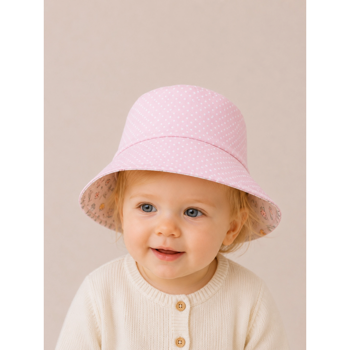 Gorrito de pescador reversible estampado Cuqui Elefantes hecho a mano en algodón – By.Cuqui