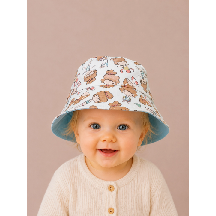 Gorrito de pescador reversible estampado Piscina hecho a mano en algodón – By.Cuqui