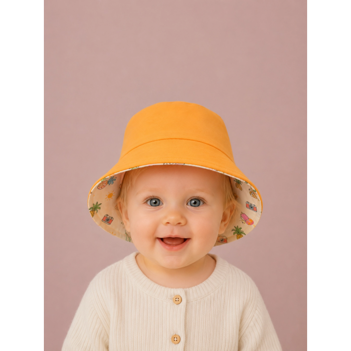 Reverso del gorrito de pescador Vacaciones con tela combinada – By.Cuqui