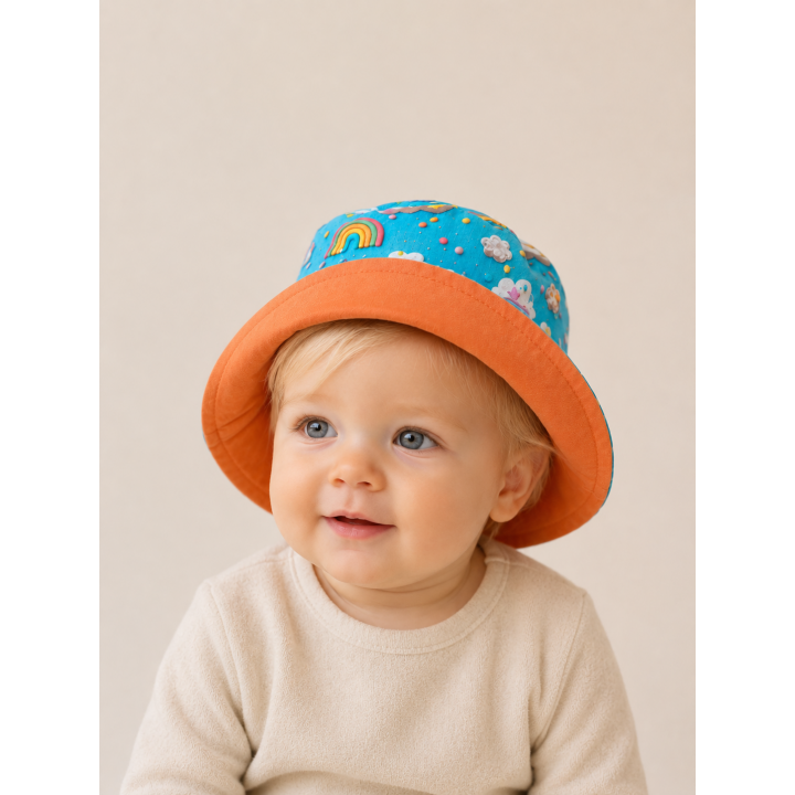 Gorrito de pescador reversible estampado Cielo hecho a mano en algodón – By.Cuqui