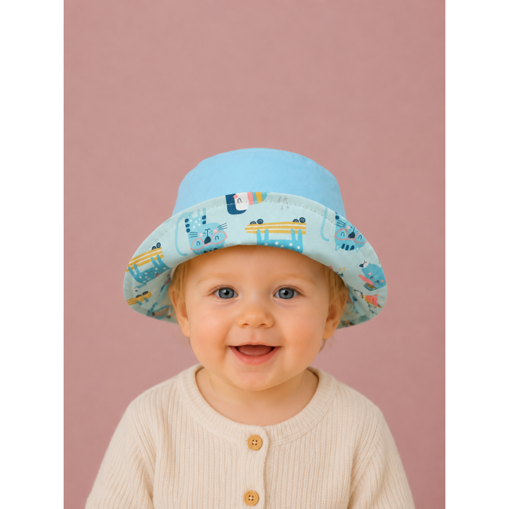 Reverso del gorrito de pescador Tucán con tela combinada – By.Cuqui