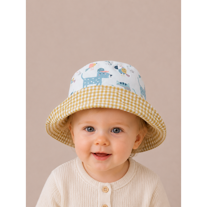 Gorrito de pescador reversible estampado Tucán hecho a mano en algodón – By.Cuqui