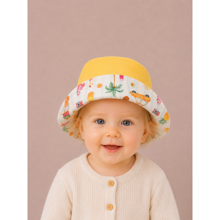 Gorrito de pescador reversible estampado Vacaciones hecho a mano en algodón – By.Cuqui
