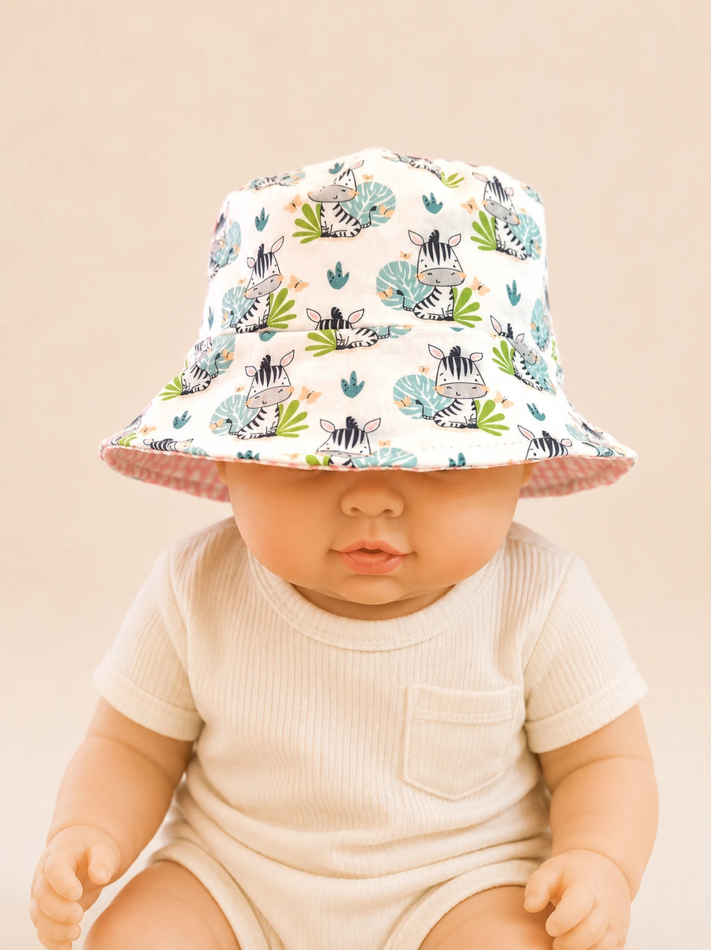 Estampado de cebritas del gorrito de pescador reversible by.Cuqui [Variant: Vichy rosa 2.7mm]