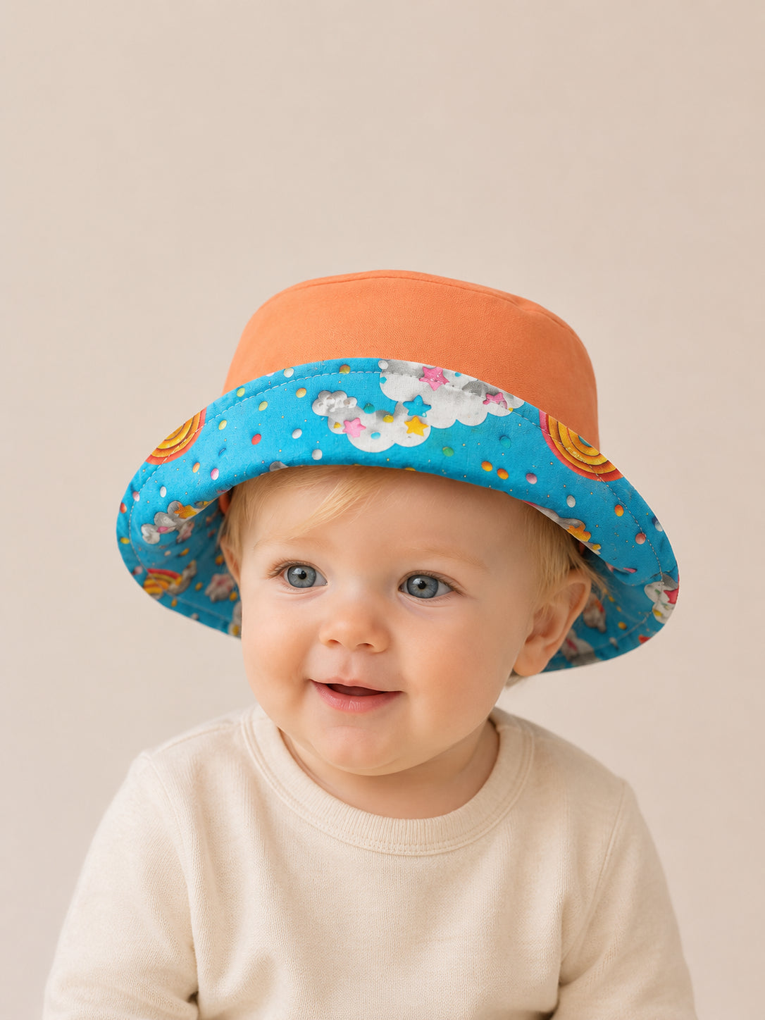 Gorrito pescador reversible Cielo con reverso naranja [Variant: Naranja]
