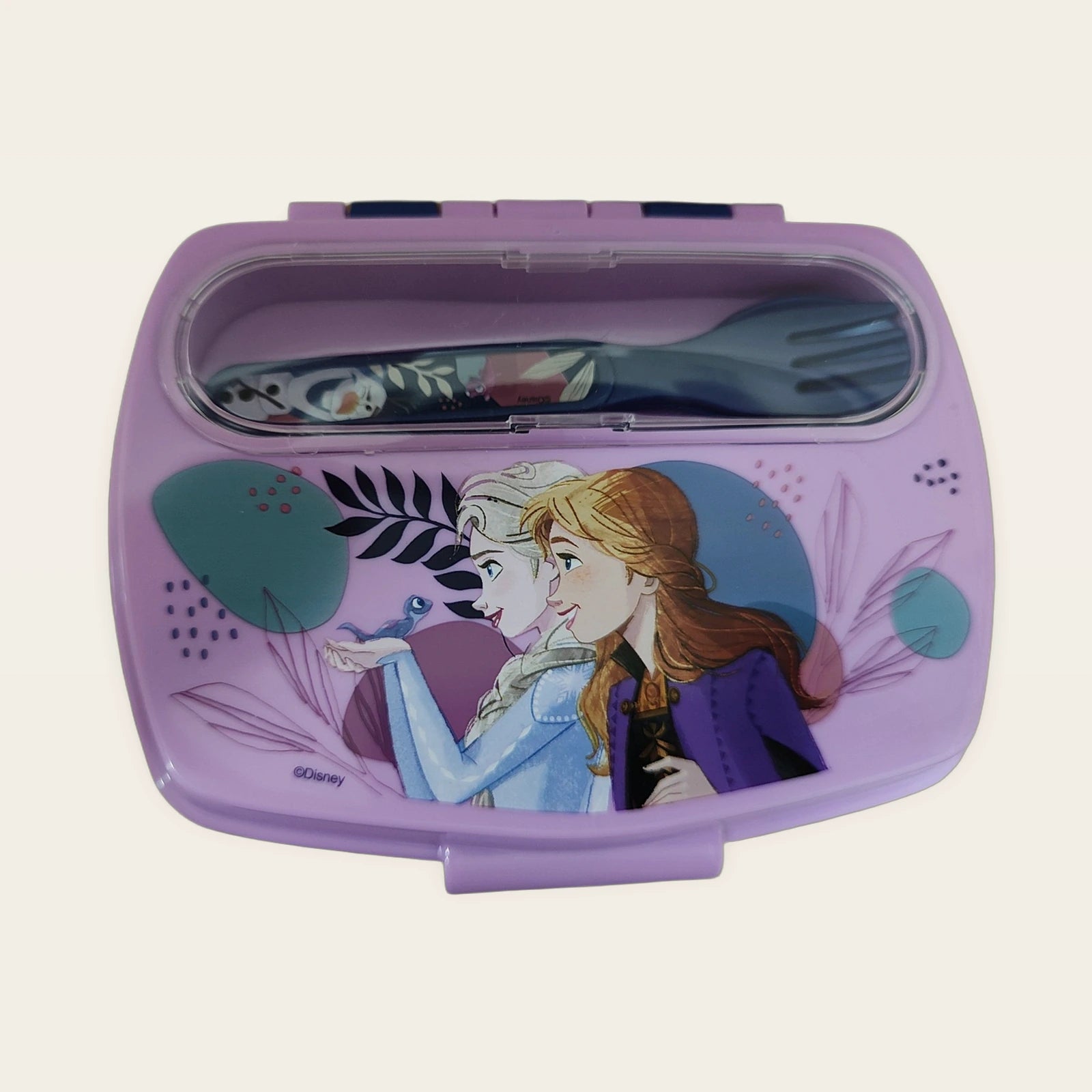 Sandwichera infantil Frozen con cubiertos, vista superior