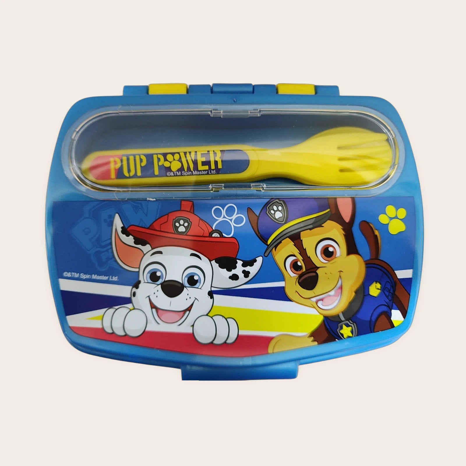 Sandwichera infantil Patrulla Canina con cubiertos, vista superior