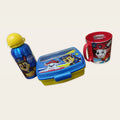 Pack Vuelta al Cole Patrulla Canina con taza, sandwichera con cubiertos y botella de aluminio.
