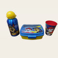 Pack Vuelta al Cole Patrulla Canina con vaso, sandwichera con cubiertos y botella de aluminio.
