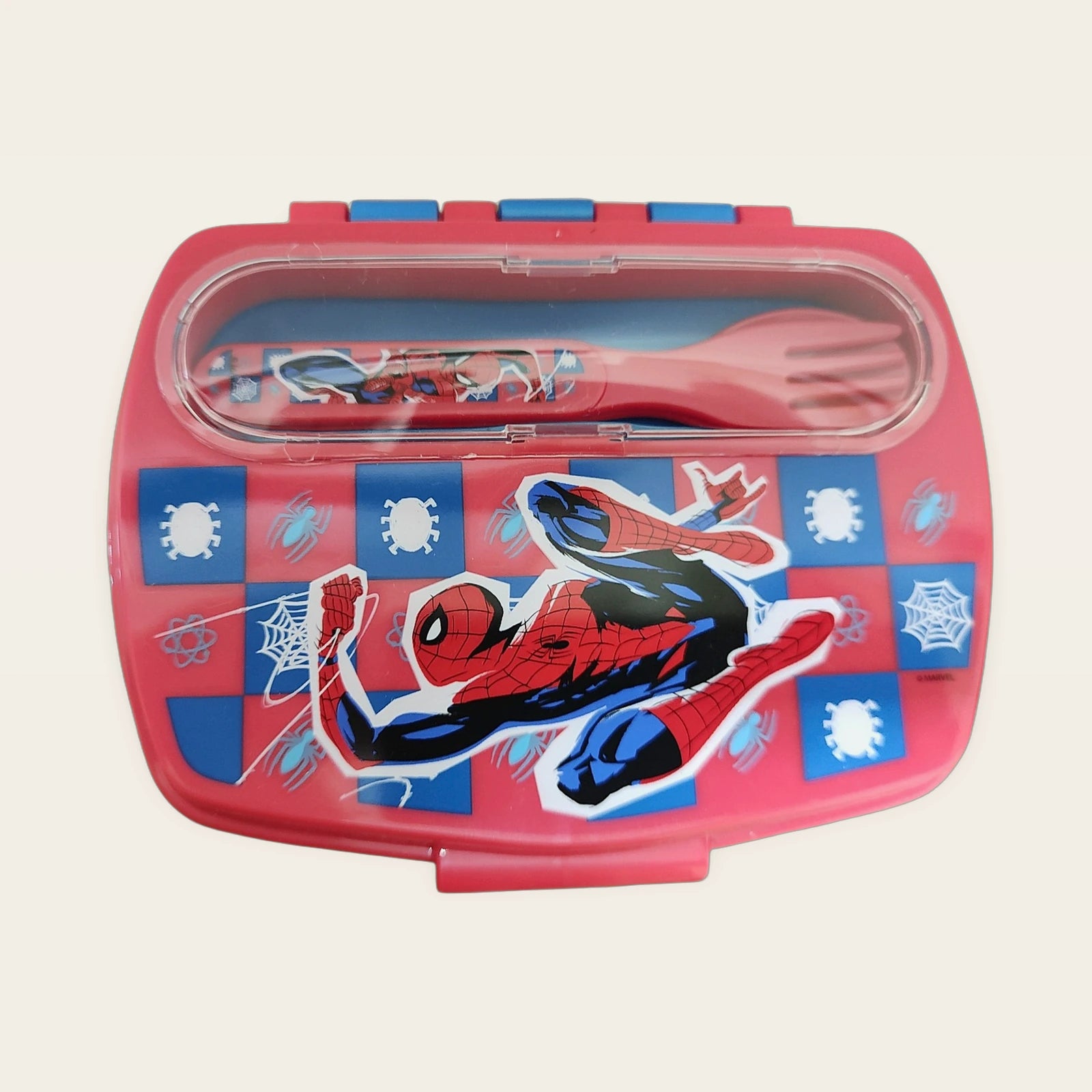 Sandwichera infantil Spider-Man con cubiertos, vista superior