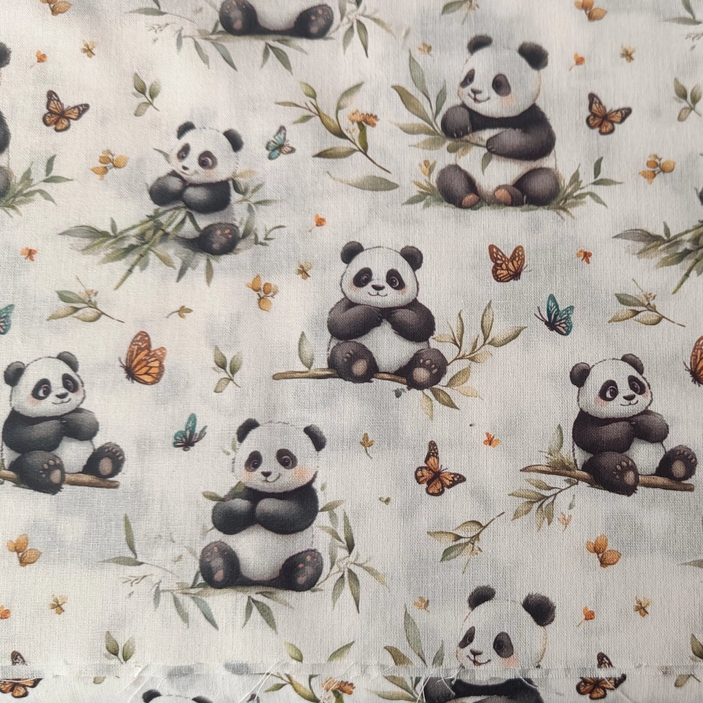 Telas de algodón disponibles para productos personalizados de bebé e infantil by.Cuqui [Variant: Pandas sentados]