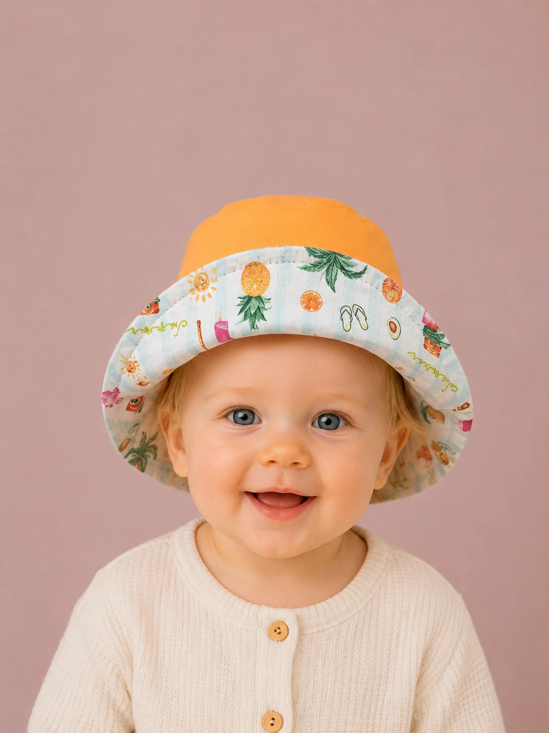 Gorrito pescador reversible Vacaciones con reverso naranja [Variant: Naranja]