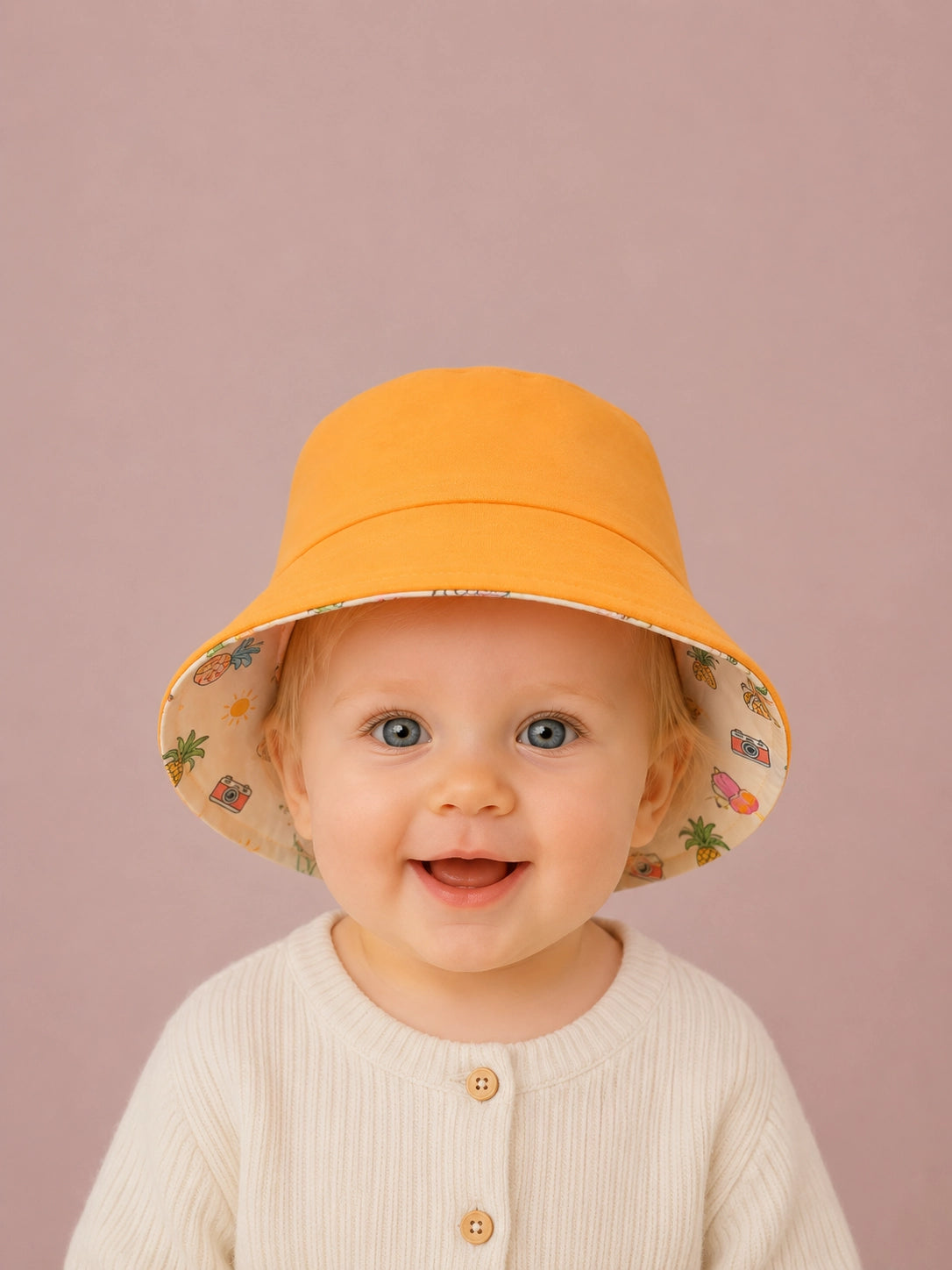 Gorrito pescador reversible Vacaciones con reverso naranja [Variant: Naranja]