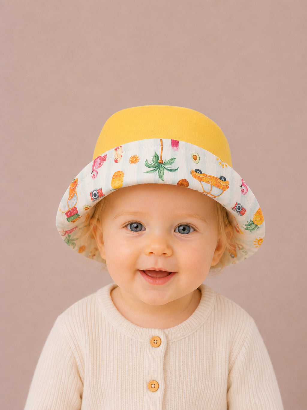 Gorrito pescador reversible Vacaciones con reverso amarillo sol [Variant: Amarillo sol]