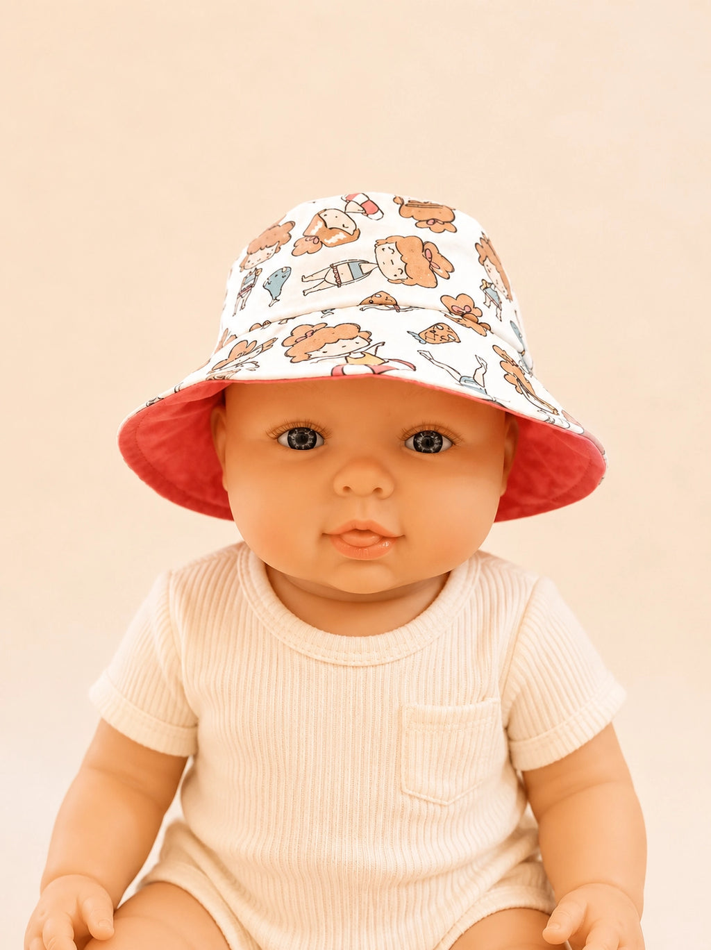 Gorrito pescador infantil con estampado Piscina confeccionado en algodón [Variant: Rojo]