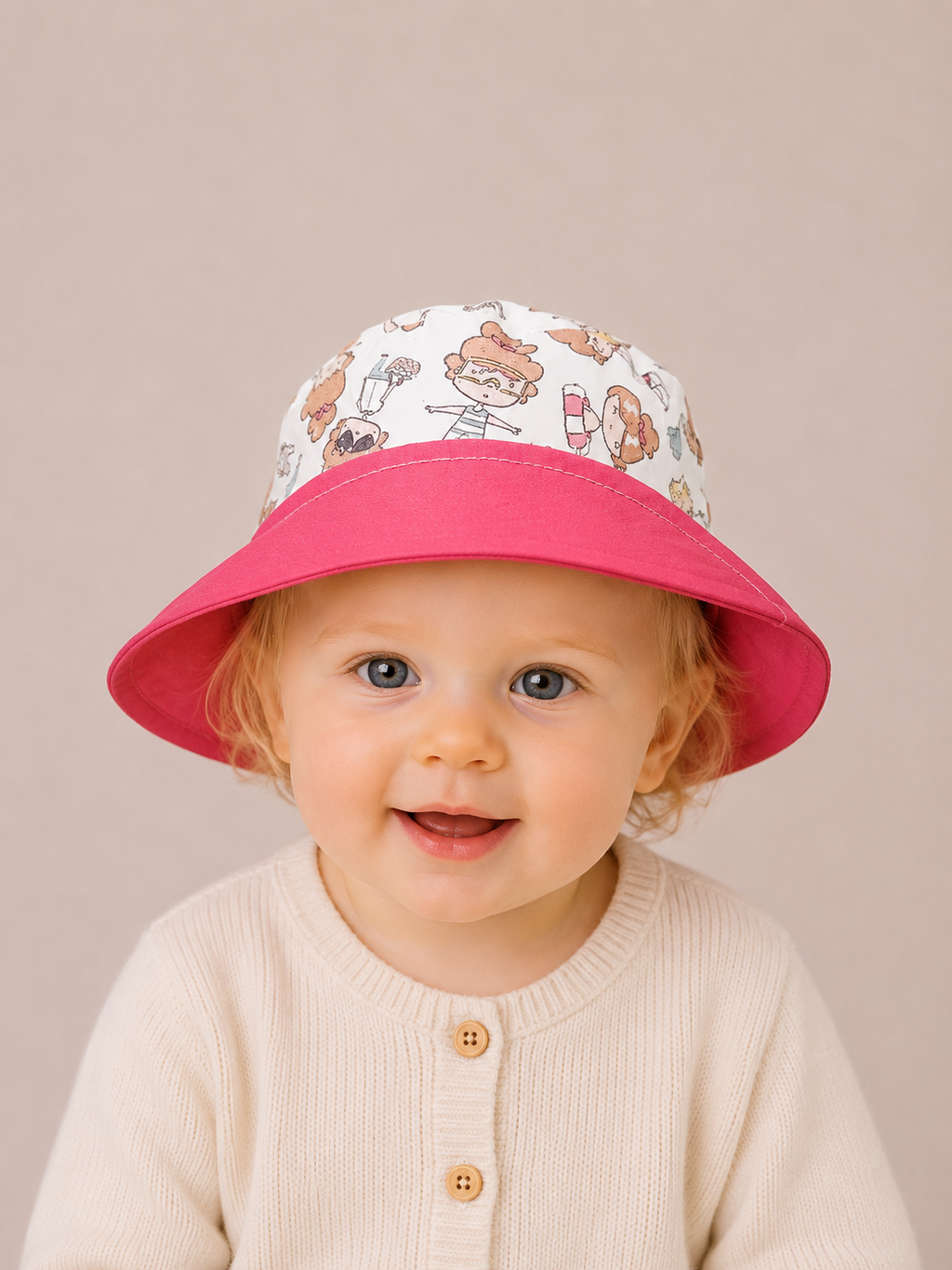 Gorrito de pescador reversible Piscina hecho a mano en algodón para bebé [Variant: Rojo]