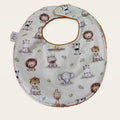 Babero impermeable 0–6 meses Animalitos del bosque con rizo de bambú mostaza, vista frontal
