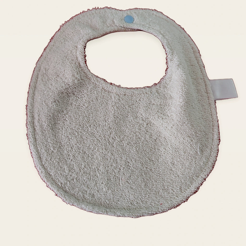 Parte trasera de rizo de bambú beige del babero 0–6 meses Animalitos divertidos con snap celeste [Variant: Celeste]
