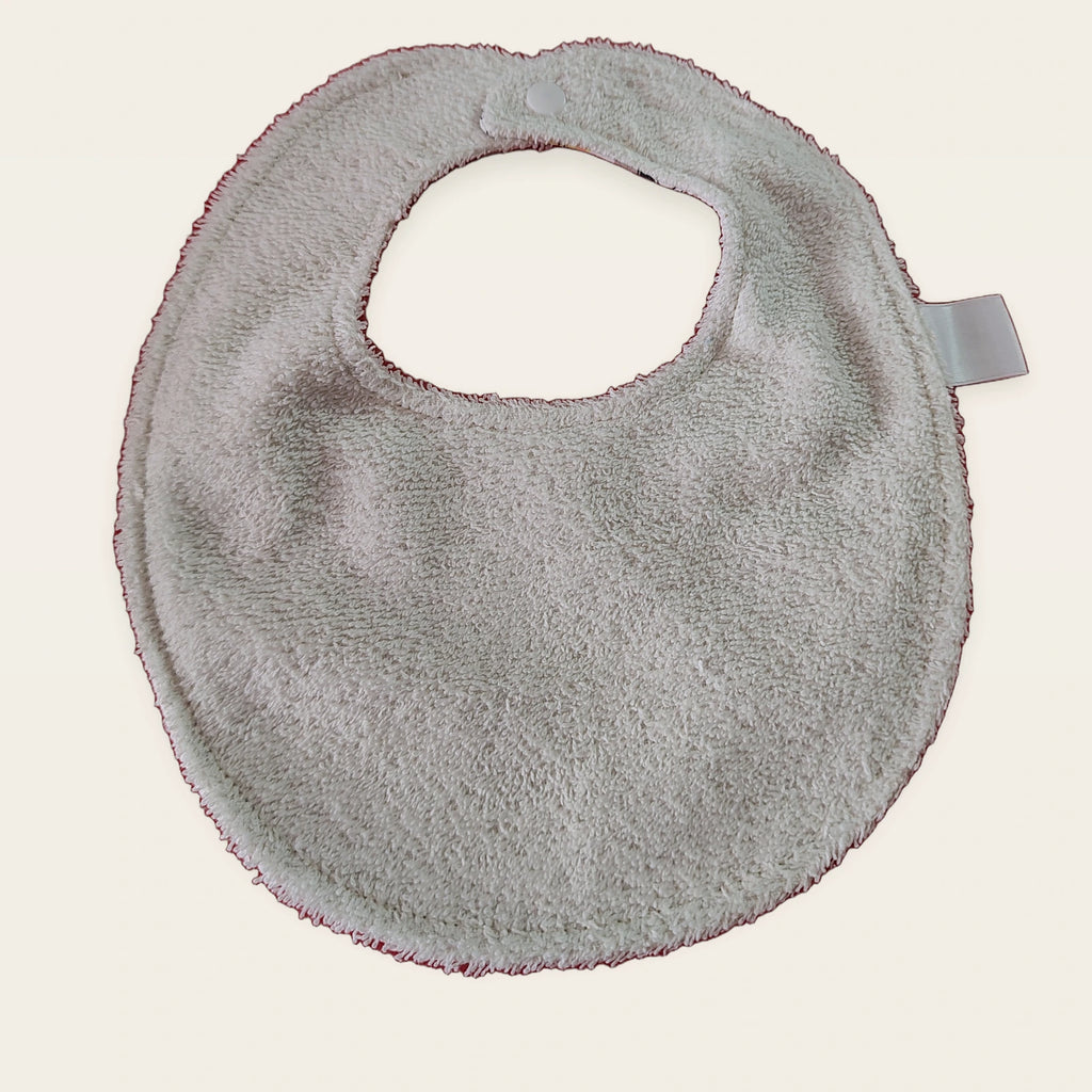 Parte trasera de rizo de bambú beige del babero 0–6 meses Animalitos divertidos con snap blanco [Variant: Blanco]