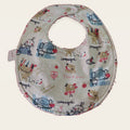 Babero impermeable 0–6 meses Animalitos franceses con rizo de algodón blanco roto, vista frontal