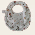 Babero impermeable 0–6 meses Elefantitos, luna y estrellas con rizo de algodón blanco roto, vista frontal