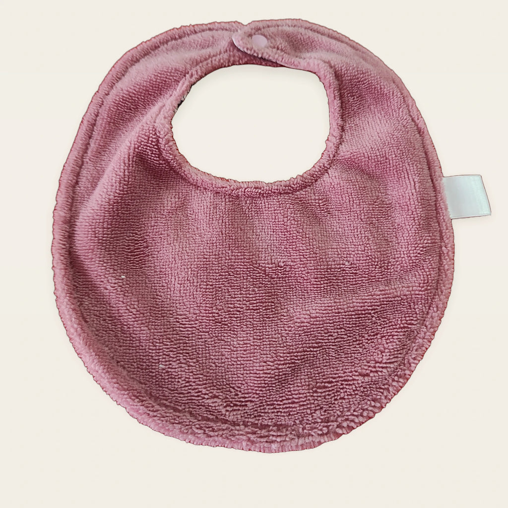 Parte trasera de rizo de bambú rosa empolvado del babero 0–6 meses Mickey Forever Love
