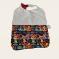 Babero infantil Gatitos Halloween con rizo de bambú blanco y cuello elástico