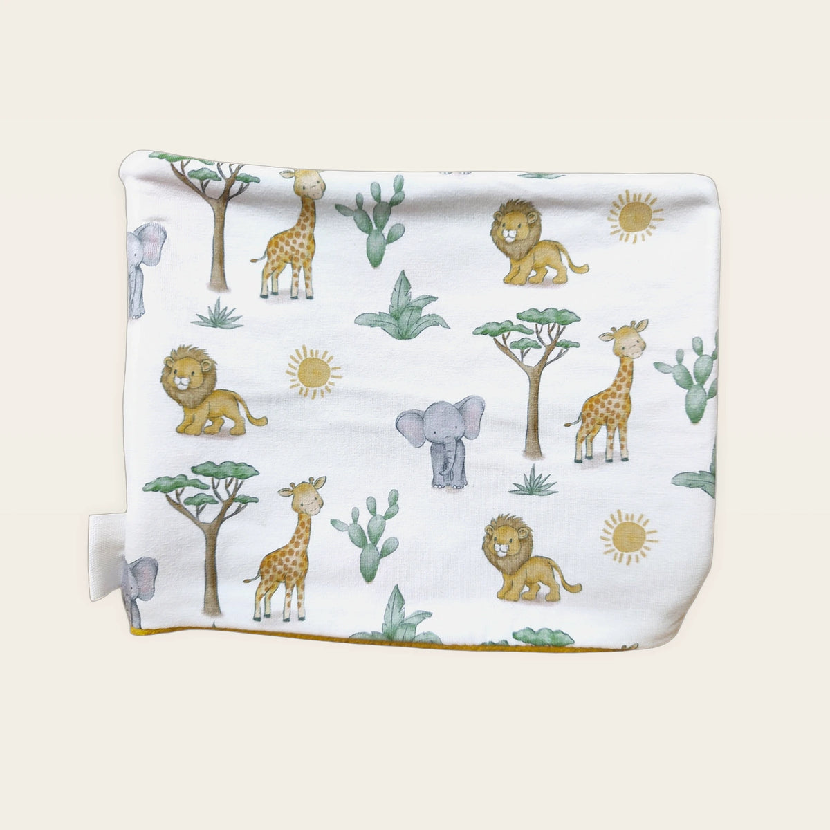 Braga de cuello infantil Animalitos de la sabana Baobab colocada en plano [Variant: Amarillo]